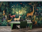 Orman Geyik Kuş Duvar Kağıdı Baskı thumbnail 4