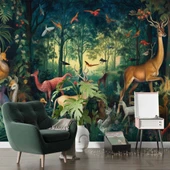 Orman Geyik Kuş Duvar Kağıdı Baskı thumbnail 6