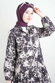 Bayan Elbise Orman Desen Elbise Lacivert - 2