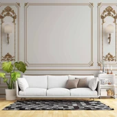 3D Beyaz Sütun Altın Motif Panel Duvar Kağıdı Baskı - 1