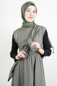 Tesettür Viskon Takım Üst Fermuar Ceketli Elbise Yeşil - 3