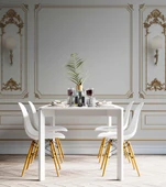 3D Beyaz Sütun Altın Motif Panel Duvar Kağıdı Baskı - 5