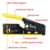 DailyTech Yeni Nesil Rj45 Ağ Pensesi Cat5/6/7 Konnektör Sıkma - 5