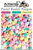 Pastel Renkli Pon Pon 10 20 30 mm 170 li 1 Paket Peluş Ponpon Tüylü Ponpon Okul Öncesi Kreş El İşi Hobi Elişi - 1