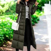 Kışlık Tam Boy Kürklü Şişme Kadın Mont thumbnail 4