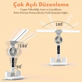 Monozone Çok Fonksiyonlu Fanlı Masa Lambası Saat+Tarih+Derece+Kalemlik+Telefon Stand Şarjlı Lamba - 9