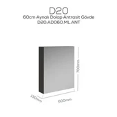 Creavit D20 Aynalı Dolap Antrasit - 1