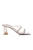 Venüs Beyaz Kadın Topuklu Terlik - 1