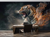 Alevli Kaplan Duvar Kağıdı Baskı thumbnail 4