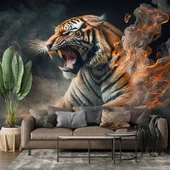 Alevli Kaplan Duvar Kağıdı Baskı thumbnail 1