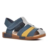 Aspor Lacivert Bej Hardal Comfort Erkek Çocuk Düz Sandalet thumbnail 3