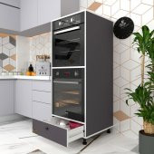 Kenzlife fırın dolabı naime gri 145*60*56 mutfak çekmeceli ayaklı banyo kiler ofis - 1