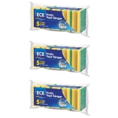 Ece Bulaşık Süngeri 5'Li Oluklu x 3 adet - 1