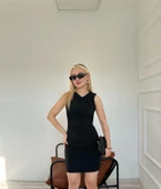 Kadın Büzgülü Elbise Siyah thumbnail 3