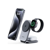 Aukey LC-MC312-GY MagFusion Z Qi2 15W Katlanabilir 3'ü 1 Arada Mıknatıslı Kablosuz Şarj Cihazı - 1