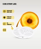 12V COB Şerit Led Amber Işık  - Metrede 360 Led - 5 Metre - 1
