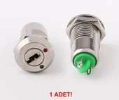 12mm Metal 2 Pin Anahtar Kontrollü Buton  Panel Montaj ON OFF 1A AC 250V Güvenlik Kilit Elektronik Cihaz Makine Başlatma Güç Kontrol Açma Kapama thumbnail 2