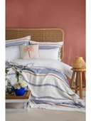 Apricitas Home Cali Indigo Çift Kişilik %100 Pamuk Nevresim Takımı ve Yatak Örtüsü Seti - 1