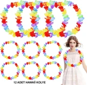 Nessiworld Hawaii Çiçekli Boyun Kolyesi - Renkli Tropikal Parti Leisi 12 Adet - 2