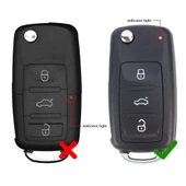 Volkswagen JETTA , POLO , GOLF  Seat Skoda Siyah Karbon Anahtar Kılıfı 3 Tuşlu thumbnail 6