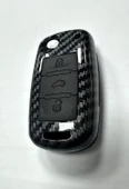 Volkswagen JETTA , POLO , GOLF  Seat Skoda Siyah Karbon Anahtar Kılıfı 3 Tuşlu thumbnail 2