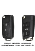 Volkswagen JETTA , POLO , GOLF  Seat Skoda Siyah Karbon Anahtar Kılıfı 3 Tuşlu thumbnail 7