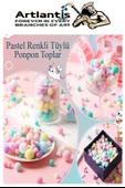 Renkli Pon Pon 10 20 30 mm 170 li 1 Paket Pastel ve Ana Renkler Peluş Ponpon Tüylü Ponpon Okul Öncesi Kreş Elişi Etkinli - 3