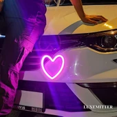 Luxemitter Neon Led Işıklı Kalp Oto Aksesuar Asılabilir Lamba Aydınlatma Araba Dekor Modifiye Araç İçi & Dışı Süs - 2