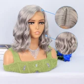 Silver Gri Yan Tül Peruk thumbnail 4