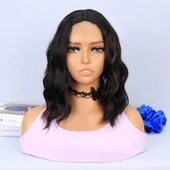 Siyah Karamel Işıltılı Fiber Sentetik Tül Peruk thumbnail 1