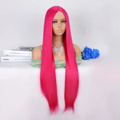 Koyu Pembe Ekstra Uzun Tül Peruk thumbnail 2