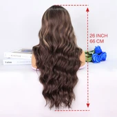 Uzun Kumral Balköpüğü Işıltılı Su Dalgalı Tül Peruk thumbnail 6