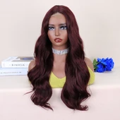 Koyu Kızıl Kahve Tül Peruk thumbnail 3