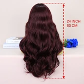 Koyu Kızıl Kahve Tül Peruk thumbnail 5