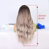 Rus Kumralı Beyaz Platin Ombre ve Röfleli Tül Peruk thumbnail 5