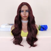 Koyu Kızıl Kahve Tül Peruk thumbnail 1