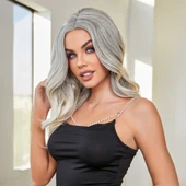 Siyah Beyaz Platin Ombre ve Röfleli Tül Peruk - 3