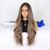 Kahverengi Kumral Ombreli Balköpüğü Işıltılı Tül Peruk thumbnail 3