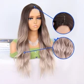 Rus Kumralı Beyaz Platin Ombre ve Röfleli Tül Peruk thumbnail 4