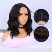 Siyah Karamel Işıltılı Fiber Sentetik Tül Peruk thumbnail 4