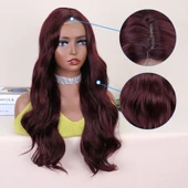 Koyu Kızıl Kahve Tül Peruk thumbnail 4