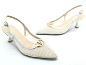 Feles Dantel Detaylı Arkası Açık Stiletto Kadın Topuklu Ayakkabı thumbnail 1