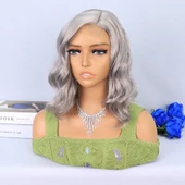 Silver Gri Yan Tül Peruk thumbnail 3