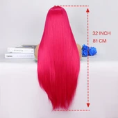 Koyu Pembe Ekstra Uzun Tül Peruk thumbnail 5