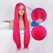 Koyu Pembe Ekstra Uzun Tül Peruk thumbnail 4