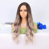 Rus Kumralı Beyaz Platin Ombre ve Röfleli Tül Peruk thumbnail 3