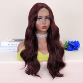 Koyu Kızıl Kahve Tül Peruk thumbnail 2