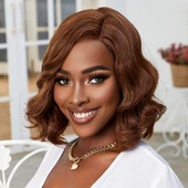 Kahve Karamel Yan Tül Peruk thumbnail 3