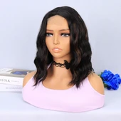 Siyah Karamel Işıltılı Fiber Sentetik Tül Peruk thumbnail 3