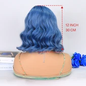 Açık Parlement Mavisi Yan Tül Peruk thumbnail 5
